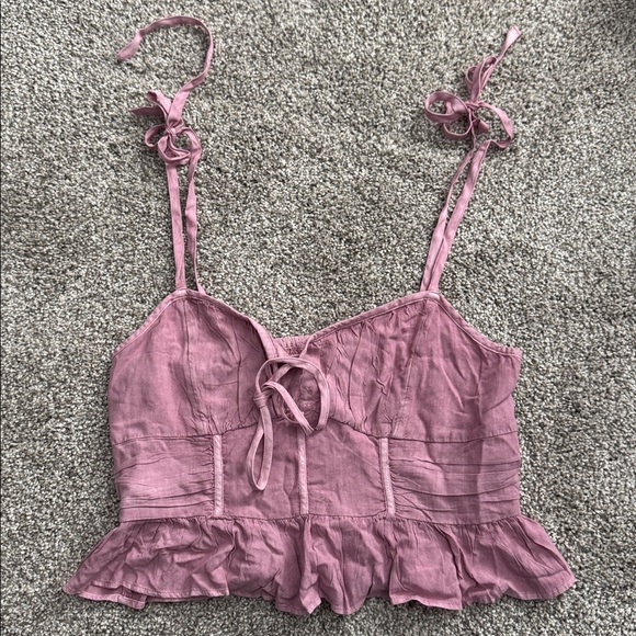 New with Tags American Eagle Outfitters AE Corset Peplum Top in Purple - Picture 7 of 9